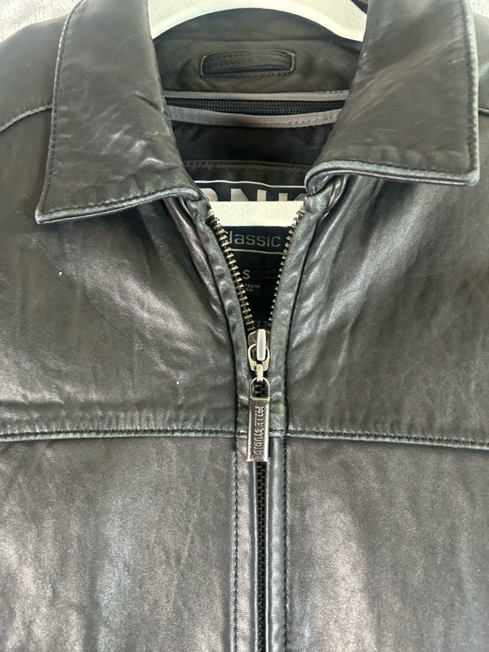DNK Black Leather Bomber Jacket - Picture 8 of 16